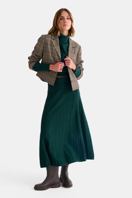 Knitted maxi skirt with textured knit - Green