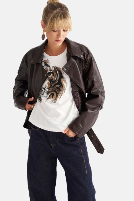 T-shirt with design and sequins - White