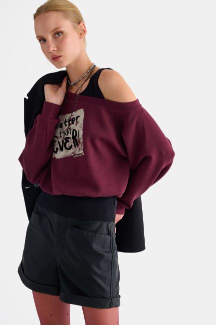 Two-piece long-sleeve printed top set - Red