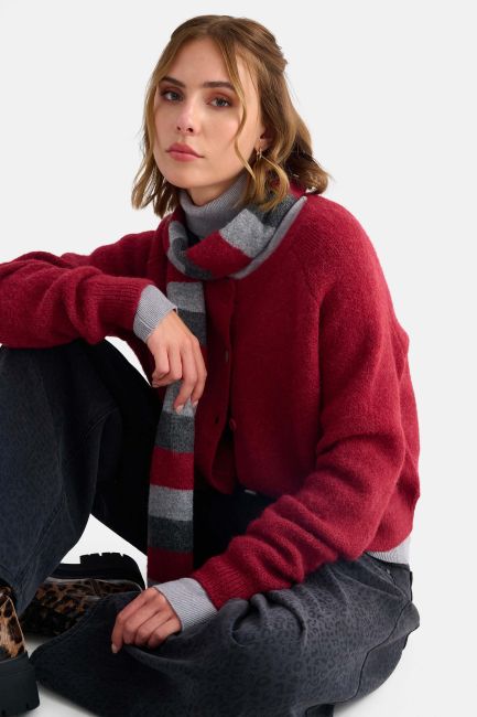 

Knitted cardigan with scarf - Red
