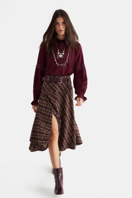 Long-sleeve lace top - Red