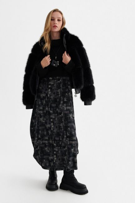 Printed maxi dress with matching top - Grey