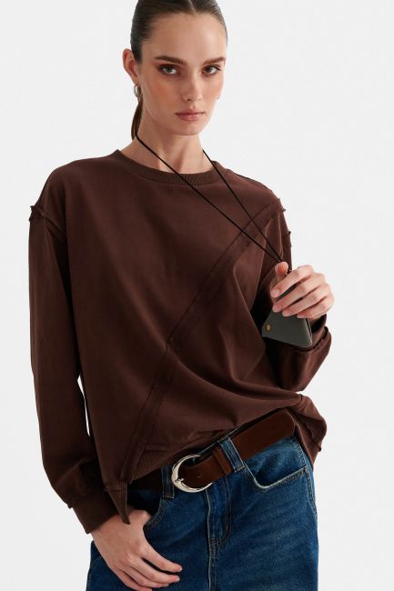 Asymmetric sweatshirt - Brown