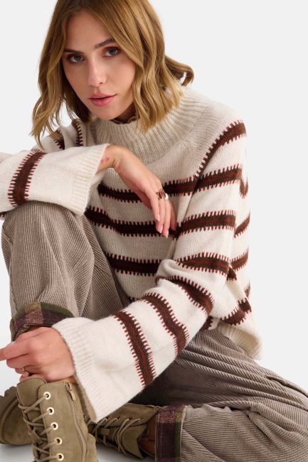 Striped knitted top - White