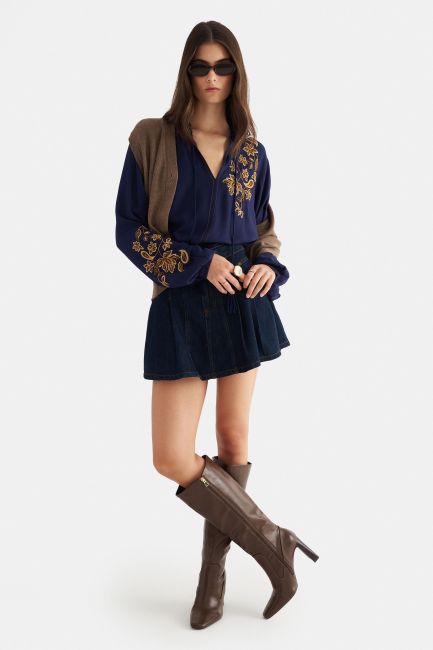 Embroidered tunic - Blue