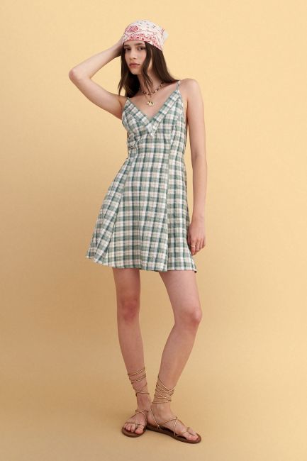 Plaid mini dress - Green