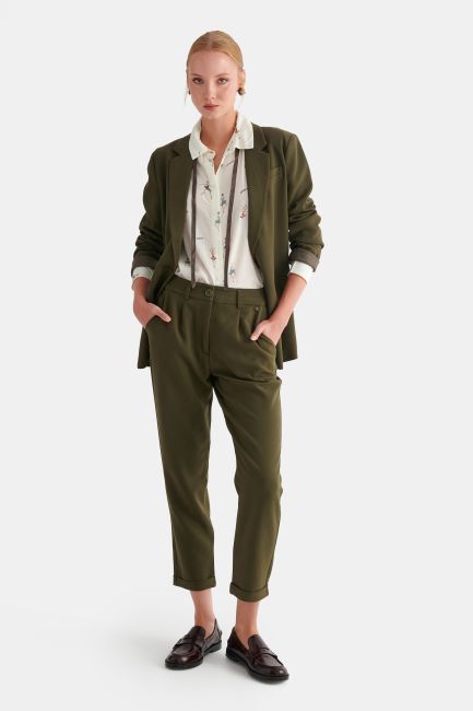 Formal trousers with turn-ups - Green