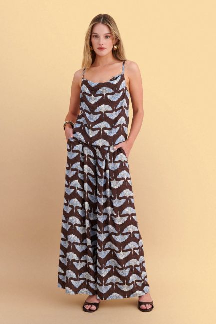 Printed wide-leg pants - Brown