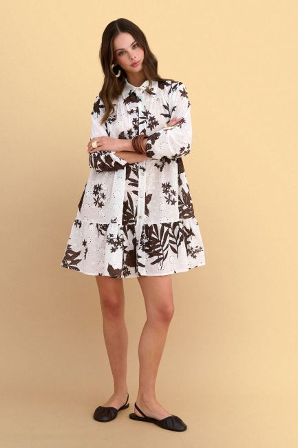 Floral print mini shirt dress - Multicolor