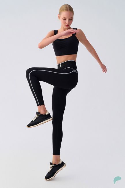 a-feel High-waisted leggings with decorative seams - Black