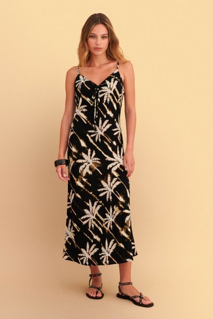 Printed midi dress - Black