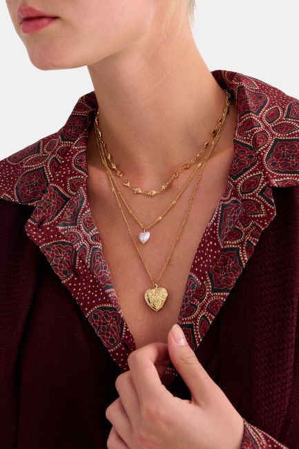 Multi-chain necklace with decorative pendants - Gold