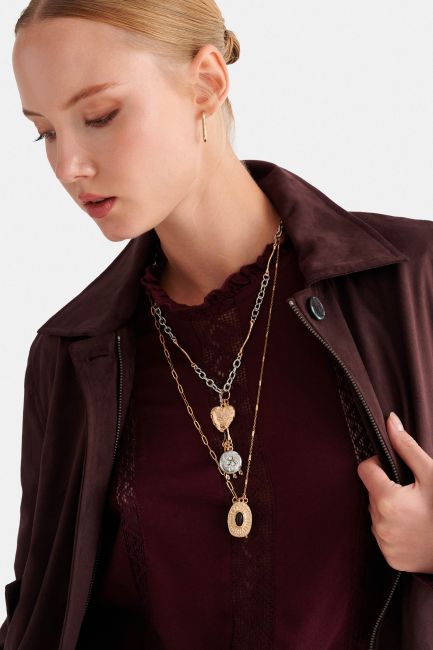 Two-layer necklace with charms - Gold