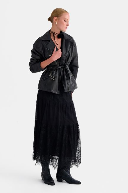 Maxi lace skirt - Black