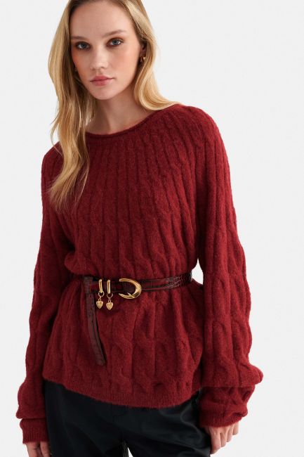 Snake-print belt with charms - Red