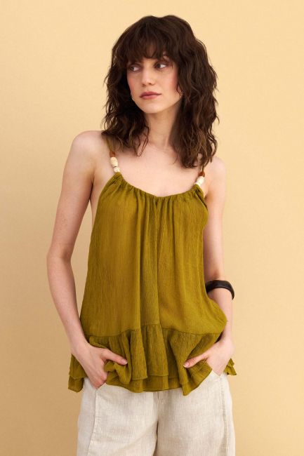 Beaded strap top - Green