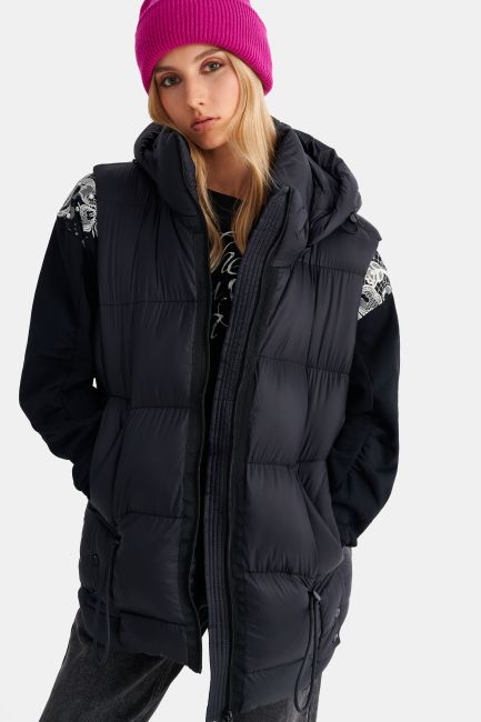 Sleeveless hooded jacket - Black