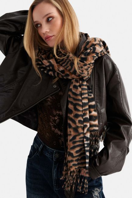Κασκόλ animal print - Καφέ