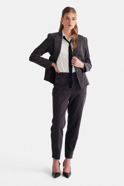 High-waisted tapered trousers - Grey