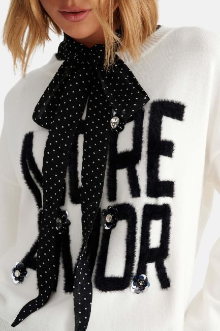 Polka dot sheer collar - Black