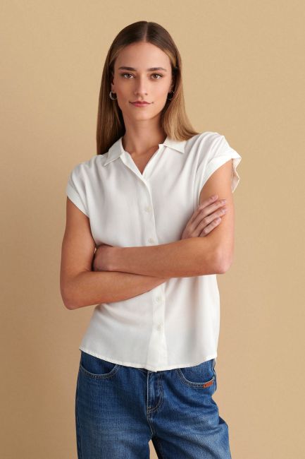Monochrome sleeveless shirt - White