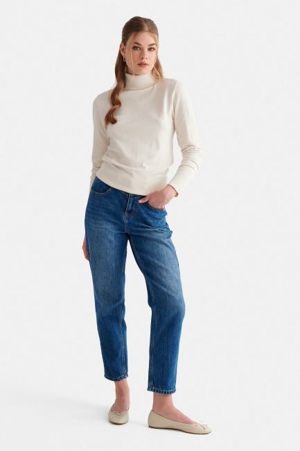 Knit turtleneck blouse - Beige