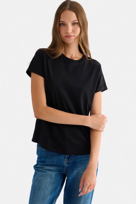 Short sleeve blouse in monochrome - Black