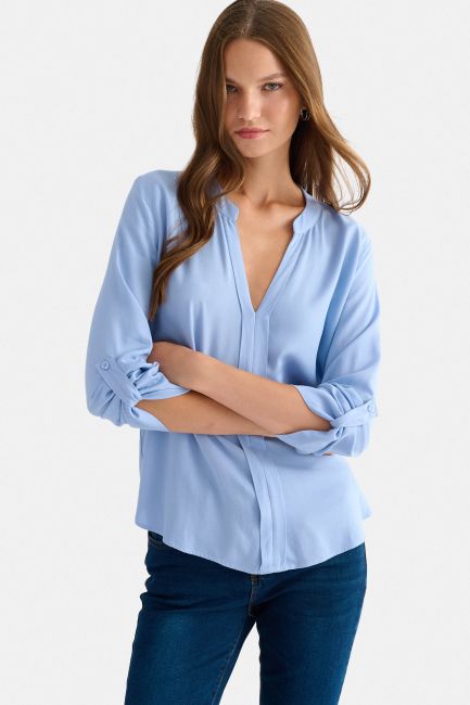 Τουνίκ μονόχρωμη V-neck - Μπλε