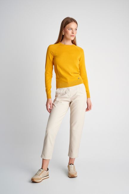 Knit monochrome blouse - Yellow
