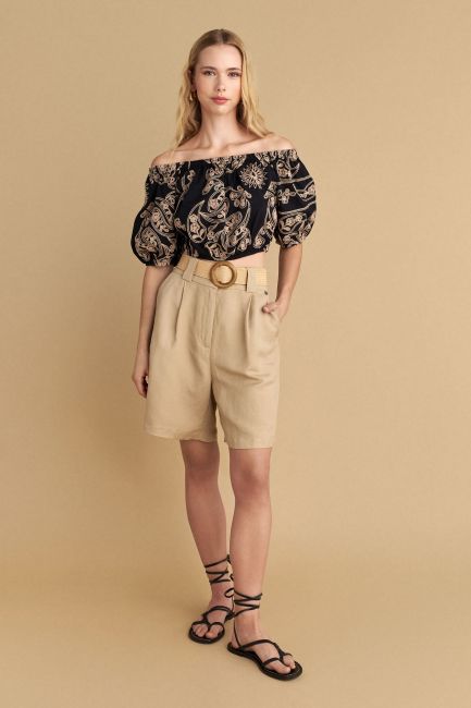 Crop top εμπριμέ - Black