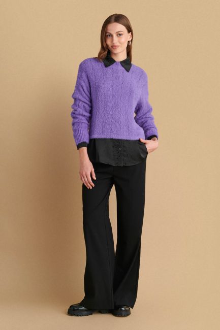Fluffy-knit blouse - Mauve