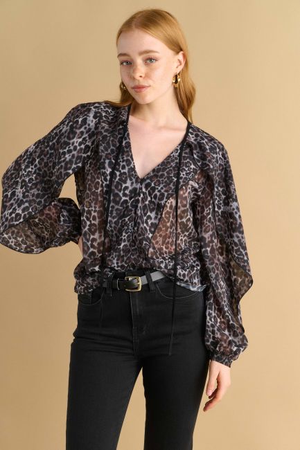 Leopard-print semi-sheer tunic - Multicolor