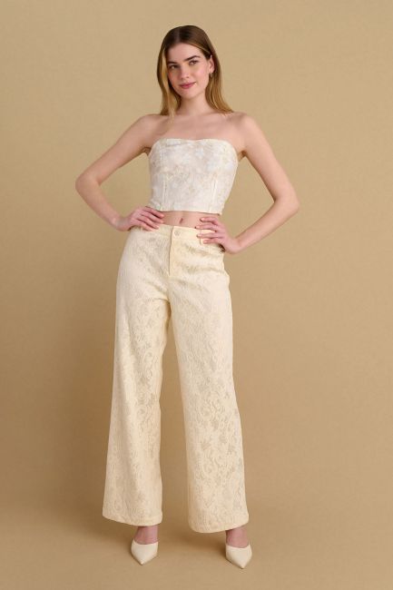 Straight lace trousers - Vanilla