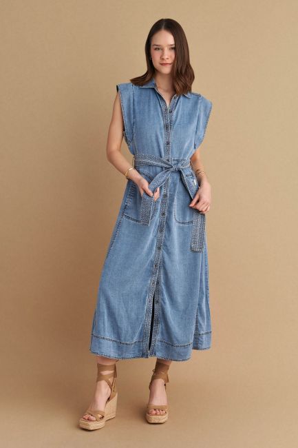 Φόρεμα μακρύ τύπου denim - Blue