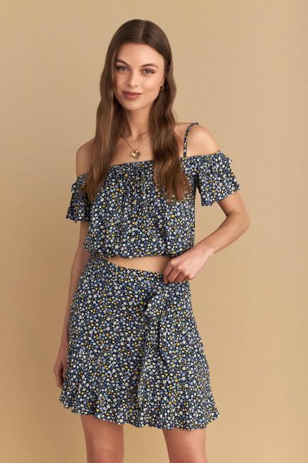 Φούστα μίνι liberty με δέσιμο - Multicolor