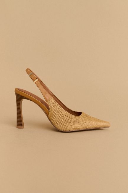 Γόβες slingback με τακούνι - Natural