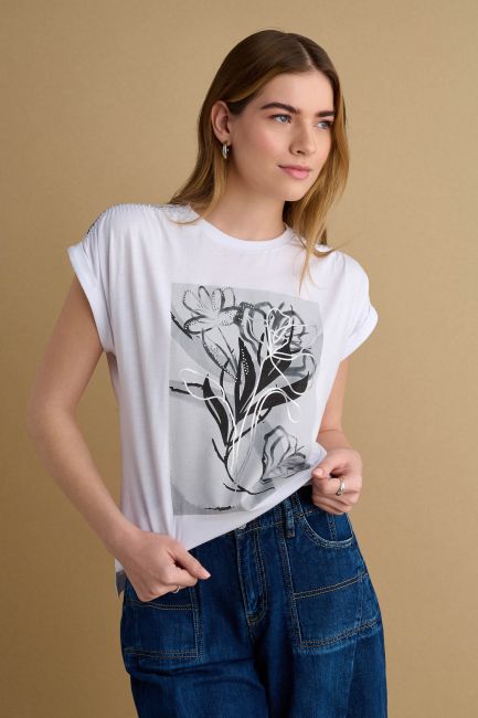 T-shirt με shiny λεπτομέρειες - White