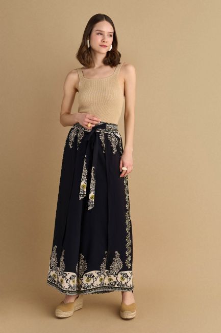 Belted printed trousers - Multicolor