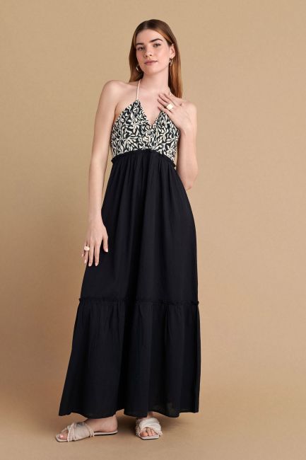Two-tone maxi dress - Black