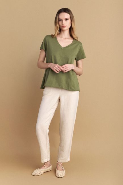 T-shirt μονόχρωμο - Khaki
