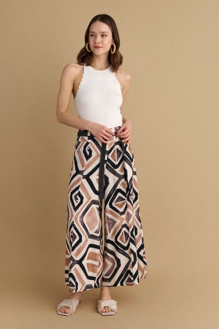 Belted printed culottes - Multicolor