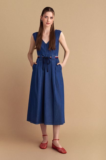 Φόρεμα μακρύ με εφέ denim - Blue