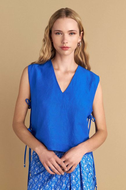 Top with side ties - Royal blue