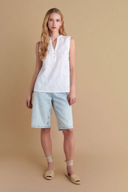 Τοπ embroidered - White