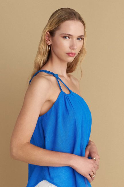 Asymmetric one-shoulder top - Royal blue