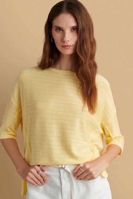Seam-detail knitted blouse - Yellow