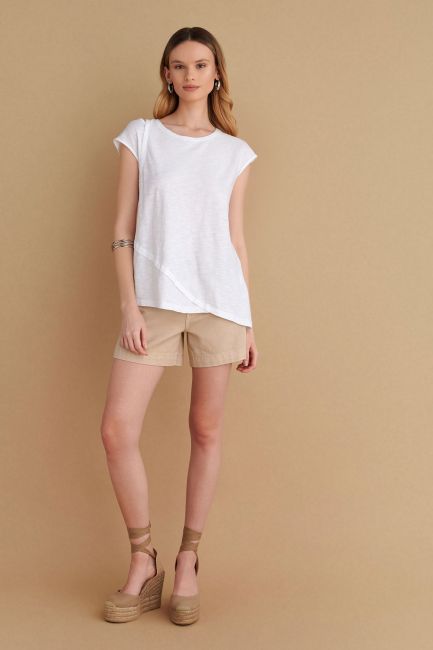 Top with shoulder cut out - White