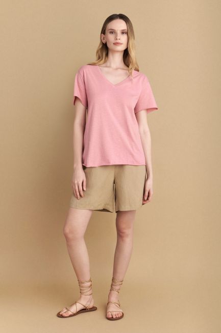 T-shirt μονόχρωμο - Pink