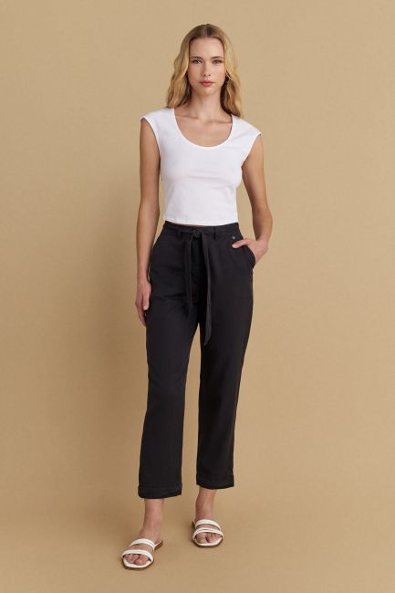 Lyocell trousers - Almost black
